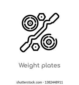outline weight plates vector icon. isolated black simple line element illustration from gym equipment concept. editable vector stroke weight plates icon on white background