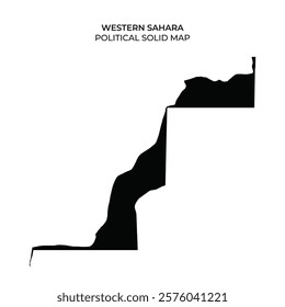 The outline of Western Sahara is depicted in a solid style against a plain background, highlighting its geographical features and political borders clearly and effectively.