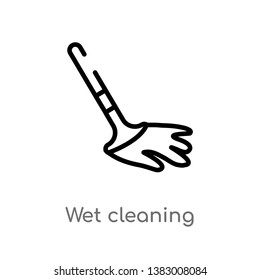 outline wet cleaning vector icon. isolated black simple line element illustration from hygiene concept. editable vector stroke wet cleaning icon on white background