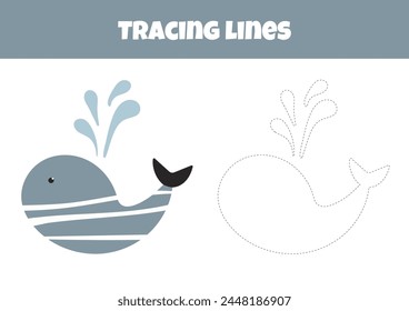 Outline Whale Es Una Hoja De Trabajo Para Rastrear Líneas Diseñada Para Niños De 4 A 6 Años