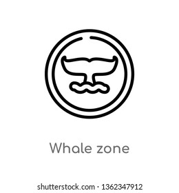 outline whale zone vector icon. isolated black simple line element illustration from animals concept. editable vector stroke whale zone icon on white background