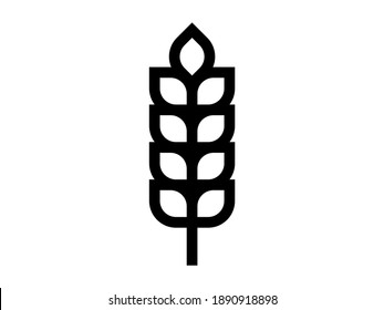 Outline wheat icon or wheat symbol. Barley spike or corn ear. Bakery, bread or agriculture logo concept. Line grain sign. Vector illustration