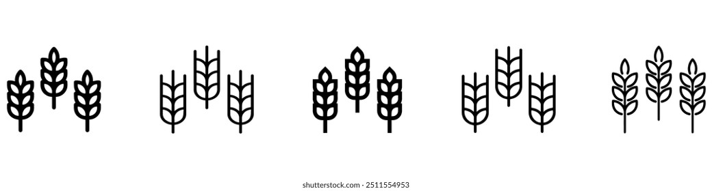 Contornar o ícone ou símbolo do trigo. Espiga de cevada ou espiga de milho. Conceito de logotipo de panificação, pão ou agricultura. Sinal de grão de linha. Ilustração vetorial. Gráfico vetorial. EPS 10