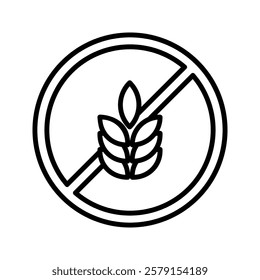 Outline wheat icon or wheat symbol. Barley spike or corn ear. Bakery, bread or agriculture logo concept. Line grain sign. Vector illustration. Vector Graphic. EPS 10