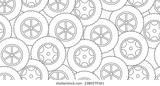 outline wheel tire seamless pattern