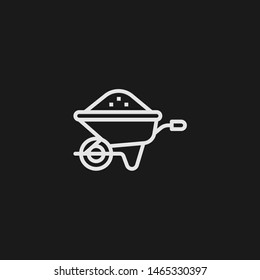 Outline wheelbarrow vector icon. Wheelbarrow illustration for web, mobile apps, design. Wheelbarrow vector symbol.