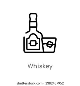 outline whiskey vector icon. isolated black simple line element illustration from wild west concept. editable vector stroke whiskey icon on white background