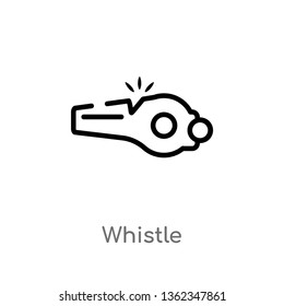 outline whistle vector icon. isolated black simple line element illustration from american football concept. editable vector stroke whistle icon on white background