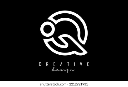 Outline white letter Q logo with a minimalist and gradient design. Vector Illustration with geometric design. Creative icon with letter.