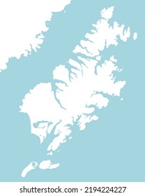 Outline white map of Kodiak island