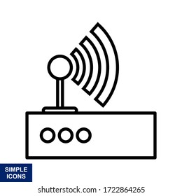 Outline Wifi antenna signal icon. modem and router with a white background. Vector illustration