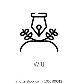 outline will vector icon. isolated black simple line element illustration from miscellaneous concept. editable vector stroke will icon on white background