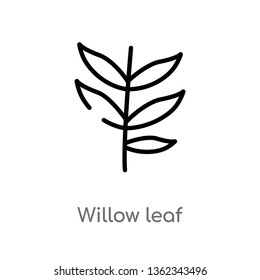 outline willow leaf vector icon. isolated black simple line element illustration from nature concept. editable vector stroke willow leaf icon on white background