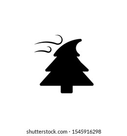 outline wind and bent fir vector icon. isolated black simple line element illustration from meteorology concept. editable vector stroke wind and bent fir icon on white background
