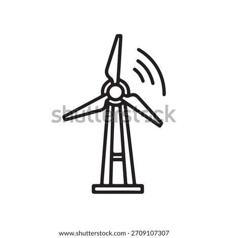 Outline wind turbine icon representing clean and renewable energy source.
