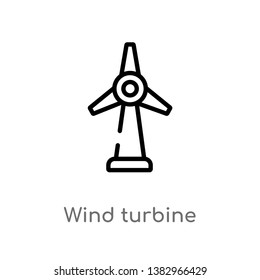 outline wind turbine vector icon. isolated black simple line element illustration from ecology concept. editable vector stroke wind turbine icon on white background
