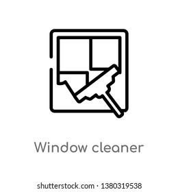 outline window cleaner vector icon. isolated black simple line element illustration from cleaning concept. editable vector stroke window cleaner icon on white background