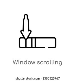 outline window scrolling left vector icon. isolated black simple line element illustration from education concept. editable vector stroke window scrolling left icon on white background