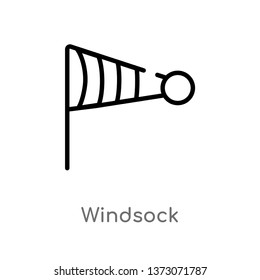 outline windsock vector icon. isolated black simple line element illustration from ecology concept. editable vector stroke windsock icon on white background