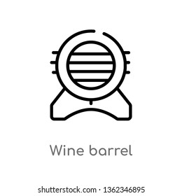 outline wine barrel vector icon. isolated black simple line element illustration from alcohol concept. editable vector stroke wine barrel icon on white background