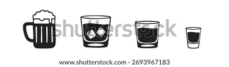 OUTLINE WINE BEVERAGE ICON SET