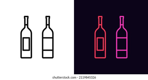 Icono de botella de vino de contorno, con trazo editable. Señal de tienda de vinos, pictograma de bebida alcohólica. Bodega, exposición de vinos premium, bodega y degustación de bebidas. Icono de vector, símbolo para la interfaz de usuario y animación