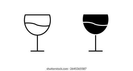 Contorno do ícone de vidro de vinho para bebidas, bebidas e refeições. Ideal para festas, celebrações e temas de restaurantes.