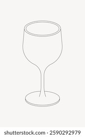 Outline of a wine glass. Simple wine glass drawing. Wine glass illustration. Minimalist wine glass design. Drink illustration vector.