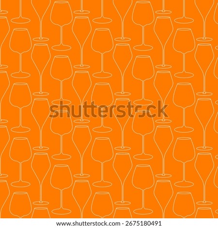 Outline Wine Glasses Seamless Pattern Light on Orange color Backdrop Wine Day Festive Backdrop idea