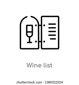 outline wine list vector icon. isolated black simple line element illustration from drinks concept. editable vector stroke wine list icon on white background