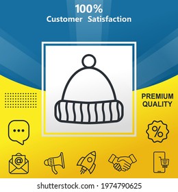 Outline Winter hat vector glyph color icon. With yellow and blue background option