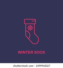 Outline winter sock icon.winter sock vector illustration. Symbol for web and mobile