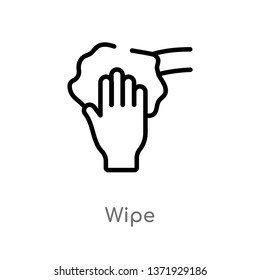 Outline Wipe Vector Icon. Isolated Black Simple Line Element Illustration From Cleaning Concept. Editable Vector Stroke Wipe Icon On White Background