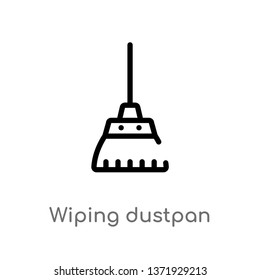 outline wiping dustpan vector icon. isolated black simple line element illustration from cleaning concept. editable vector stroke wiping dustpan icon on white background