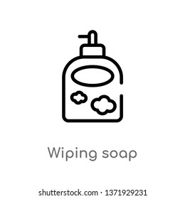 outline wiping soap vector icon. isolated black simple line element illustration from cleaning concept. editable vector stroke wiping soap icon on white background