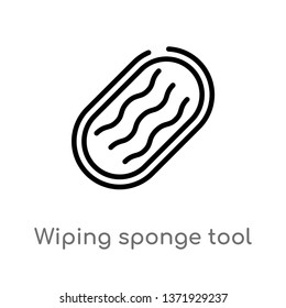 outline wiping sponge tool vector icon. isolated black simple line element illustration from cleaning concept. editable vector stroke wiping sponge tool icon on white background