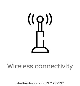 outline wireless connectivity vector icon. isolated black simple line element illustration from computer concept. editable vector stroke wireless connectivity icon on white background