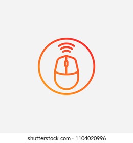 Outline wireless mouse icon,gradient illustration,vector technology sign,click symbol