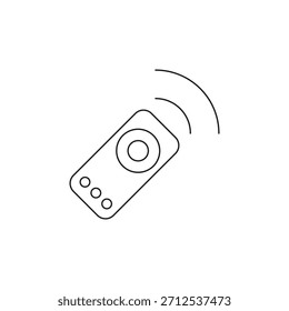 Outline wireless remote control with signal waves technology icon.