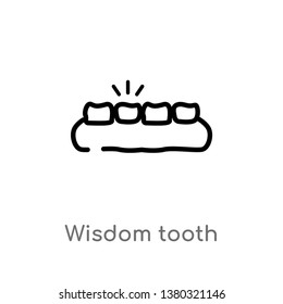 outline wisdom tooth vector icon. isolated black simple line element illustration from dentist concept. editable vector stroke wisdom tooth icon on white background