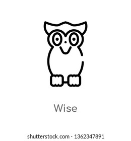 outline wise vector icon. isolated black simple line element illustration from animals concept. editable vector stroke wise icon on white background