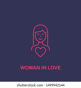 Outline woman in love  icon.woman in love  vector illustration. Symbol for web and mobile