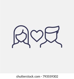 Outline woman and man valentines day love icon illustration isolated vector sign symbol