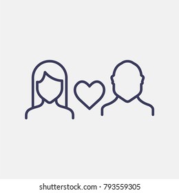 Outline woman and man valentines day love icon illustration isolated vector sign symbol