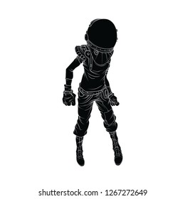 Outline of a woman wearing a big space helmet