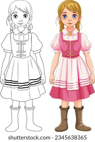 Outline of a woman wearing a traditional German Bavarian outfit