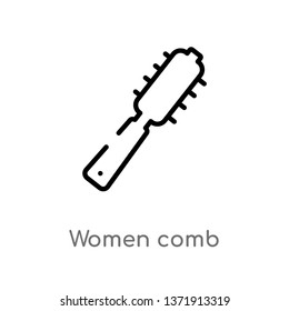 outline women comb vector icon. isolated black simple line element illustration from beauty concept. editable vector stroke women comb icon on white background