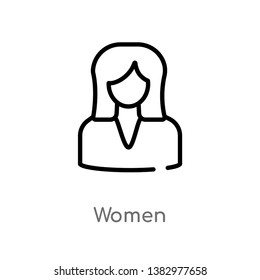 outline women vector icon. isolated black simple line element illustration from human resources concept. editable vector stroke women icon on white background