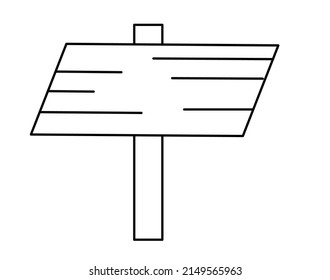 Outline wood road sign isolated on white background