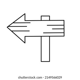 Outline wood road sign isolated on white background